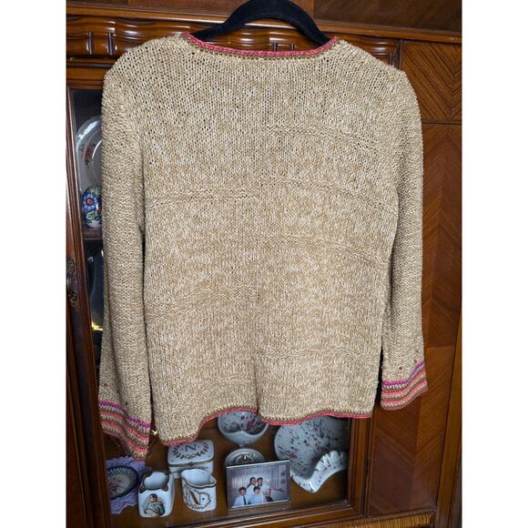 Sigrid Olsen Sport Hand Knit Floral Cardigan Silk Embroidery Boho Artsy Sweater - Picture 2 of 9